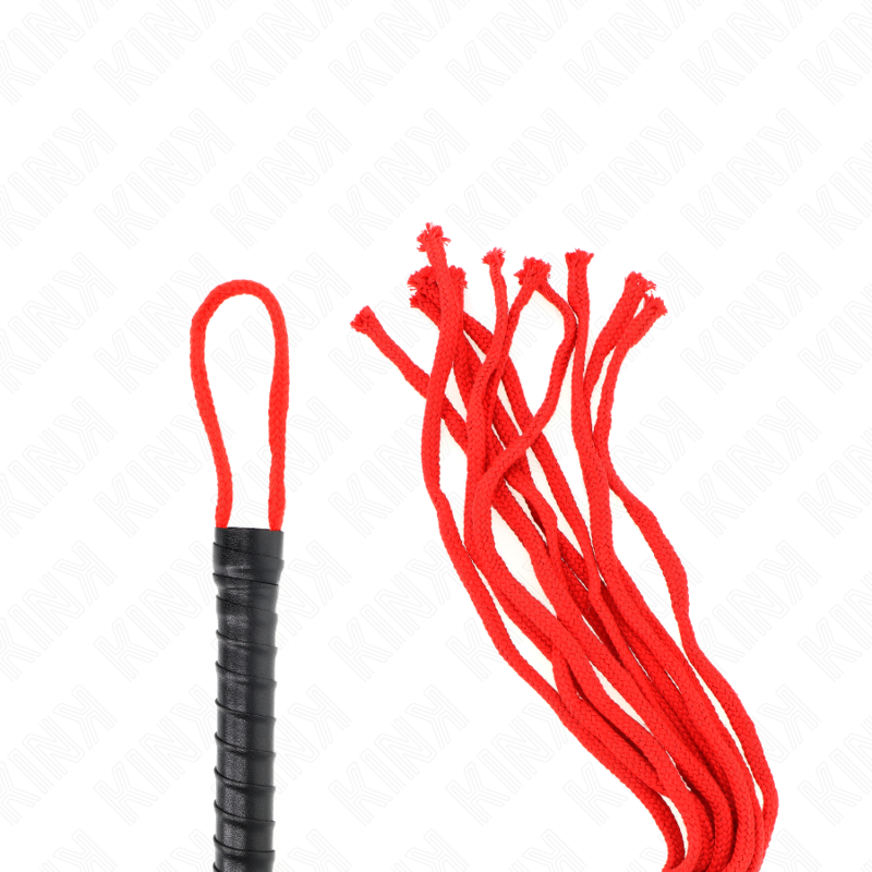 KINK - Mini Fouet BDSM avec Corde Rouge - 56 cm