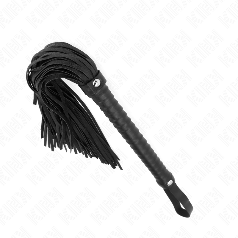 KINK - Fouet BDSM Noir avec Manche Texturé - 48,5 cm