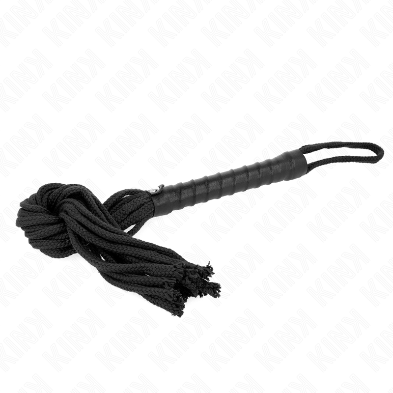 KINK - Mini Fouet BDSM avec Corde Noir - 56 cm