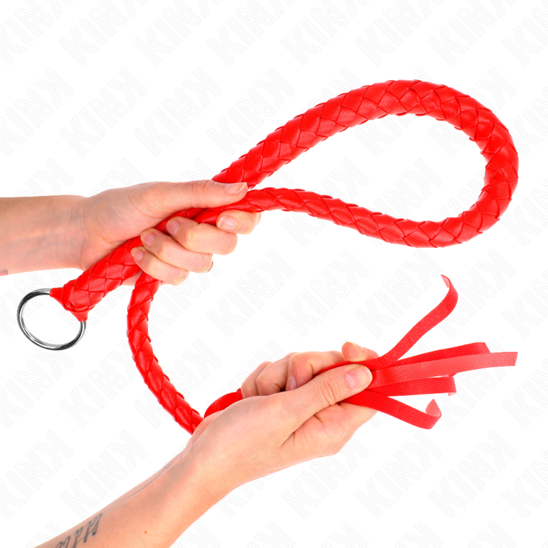 KINK - Fouet BullWhip BDSM avec anneau Rouge - 65 cm