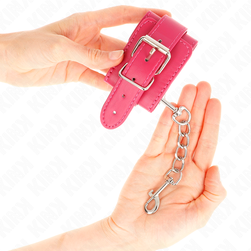 Menottes Cuir KINK Rose Framboise Réglables - KINK - KINK WRIST RESTRAINT