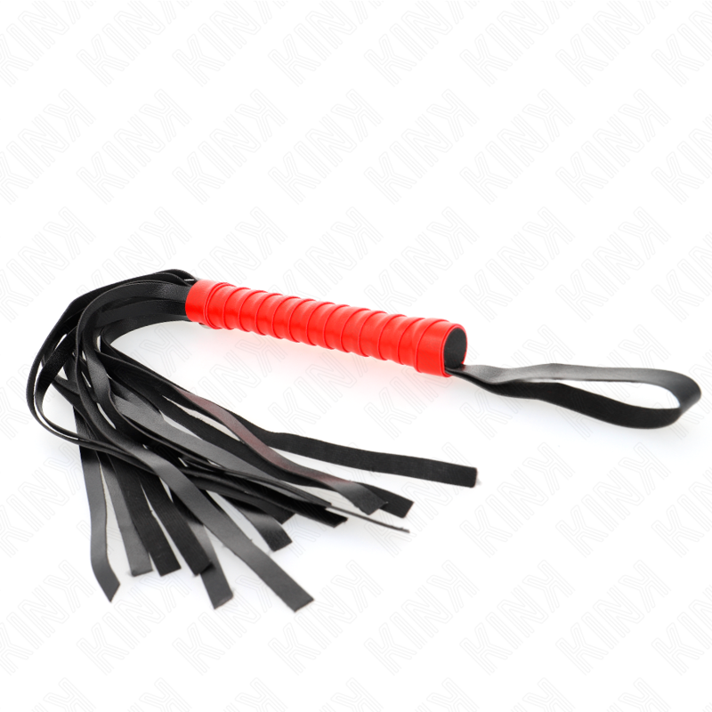 KINK - Mini Fouet BDSM Rouge avec Lanière de sécurité - 50 cm