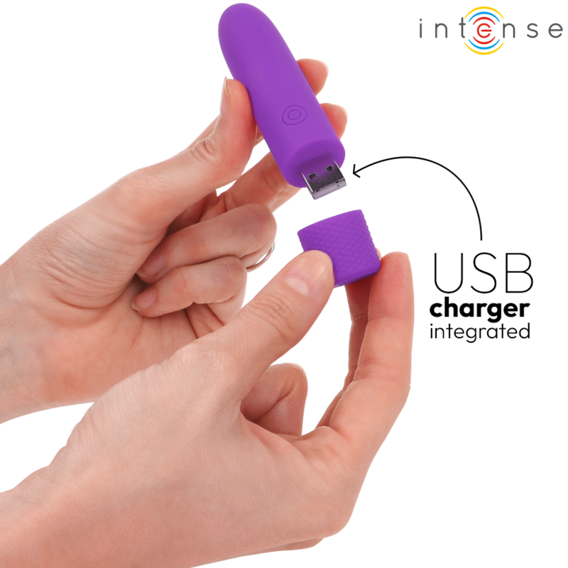 Intense - symone bullet vibrant rechargeable usb 8 vibrations violet 10 x 2,2 cm