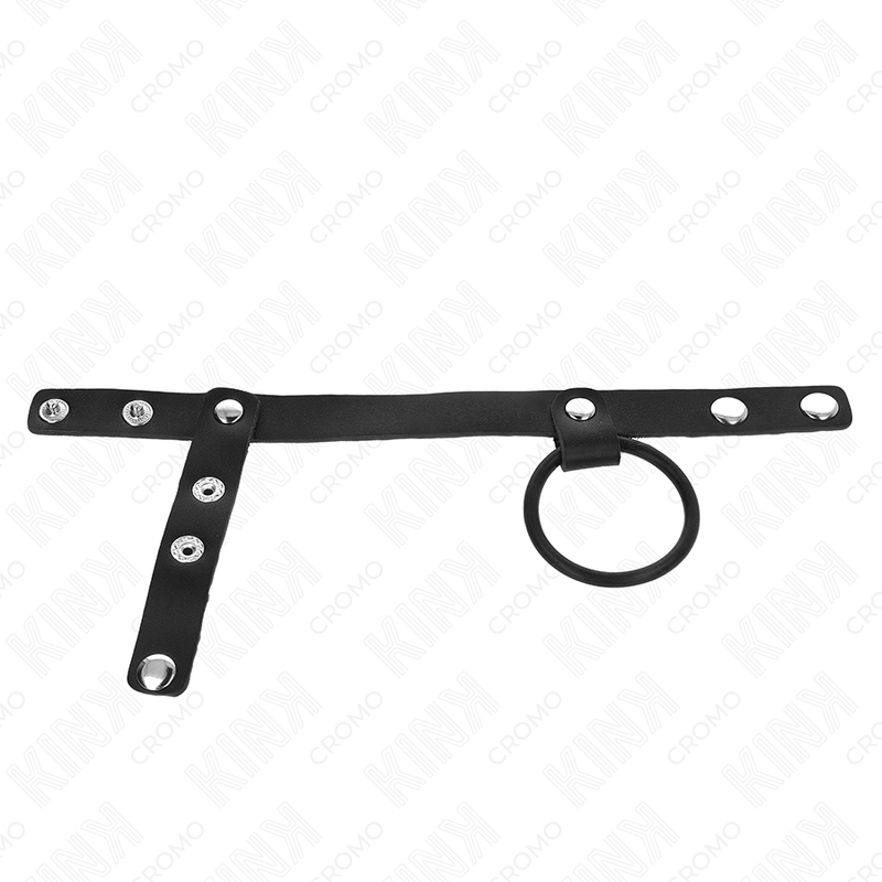Kink - anneau pénis en silicone 3,8 cm avec séparateur de balles et sangle en cuir 22 x 1,5 cm