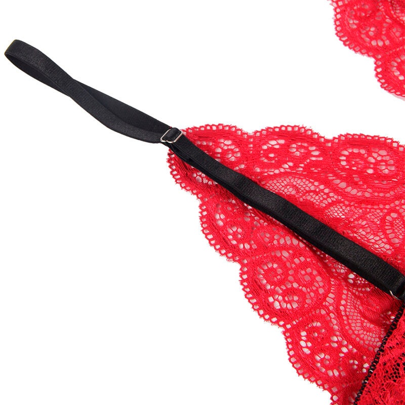 Chemisier de nuit soie et dentelle + culotte rouge S/M - Subblime - SUBBLIME SETS