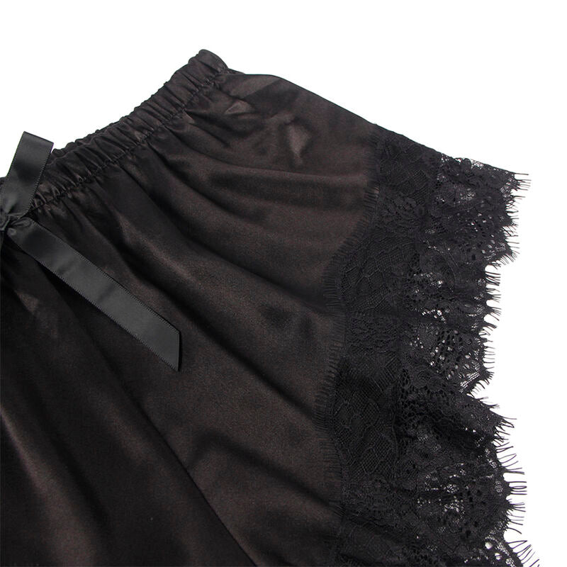 Subblime - 953942 chemise de nuit décontractée en soie + pantalon en dentelle noir l/xl