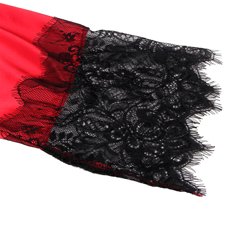 Subblime - 954024 caraco dos transparent en dentelle + string rouge/noir l/xl
