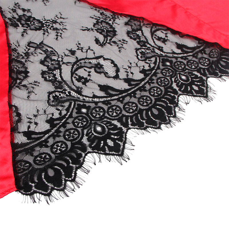 Subblime - 954024 caraco dos transparent en dentelle + string rouge/noir l/xl