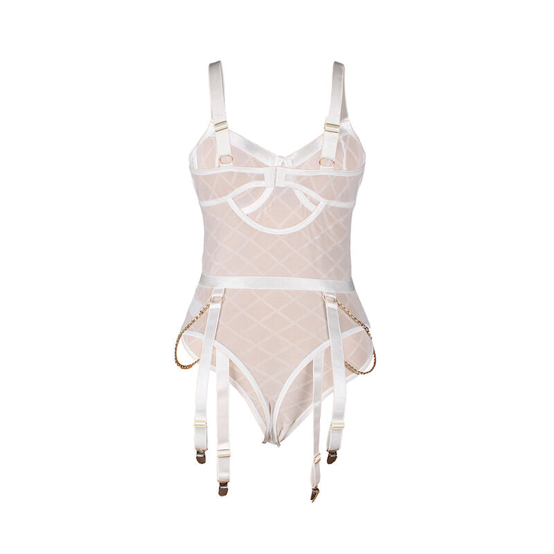 Subblime - 954291 body avec chaînes + porte-jarretelles blanc l/xl