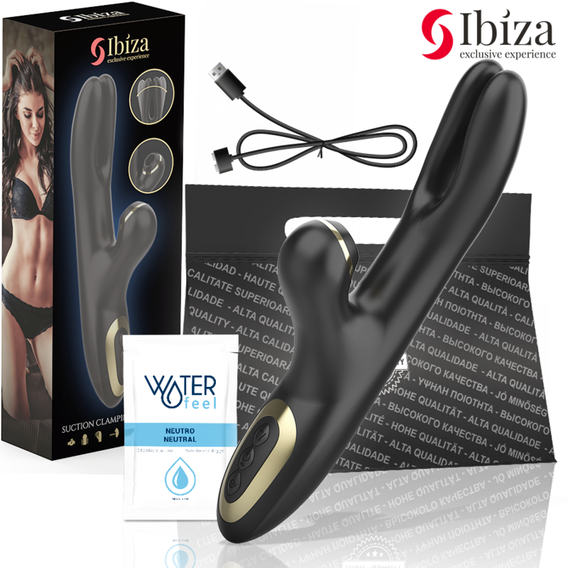 Vibrateur Double Stimulation Ibiza Double Clamping Noir - Ibiza
