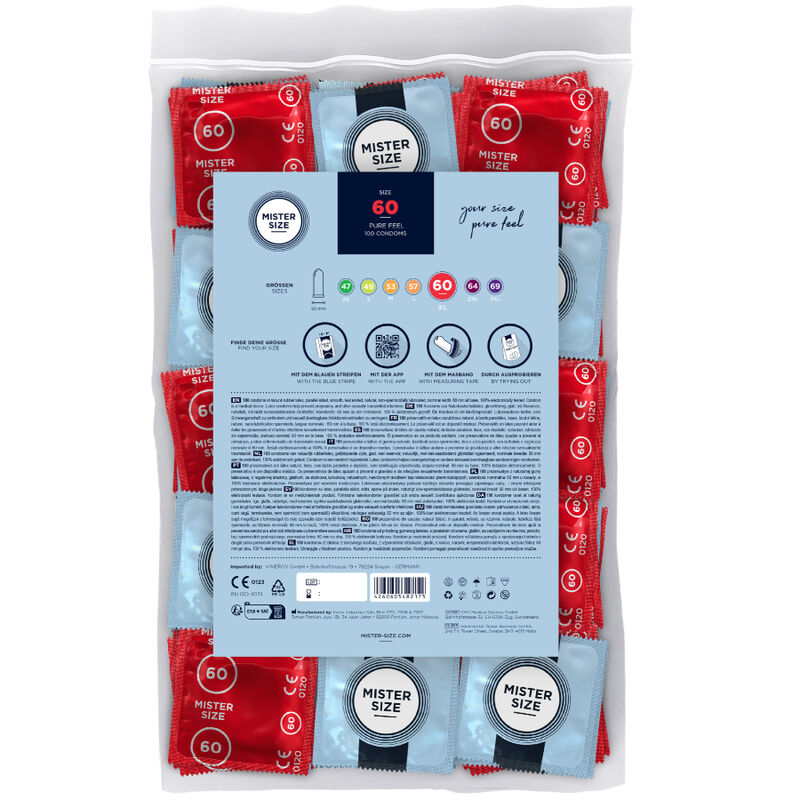 Mister Size – Préservatifs Taille XL 60 mm – Boîte de 100 unités