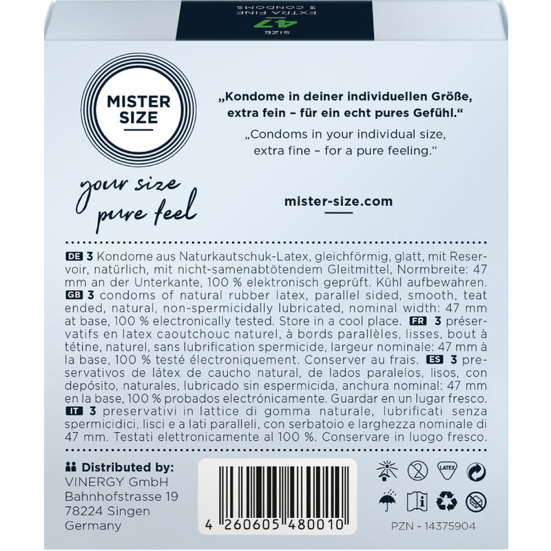Mister Size – Préservatifs Taille XS (47 mm) – Boîte de 3