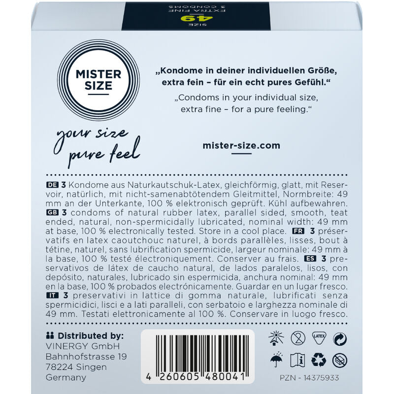 Mister Size – Préservatifs Taille S (49 mm) – Boîte de 3