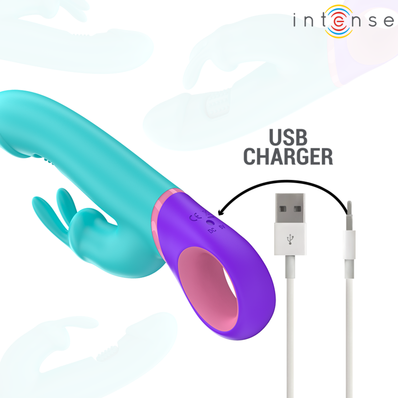 Intense - monica vibrateur rabbit avec stimulateur de point g rotatif bleu