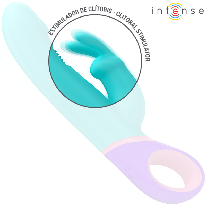Intense – Vibromasseur Rabbit Monica avec Stimulateur Point G Rotatif Bleu