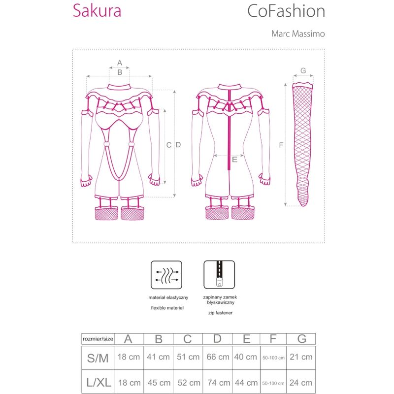 Livco corsetti fashion - combinaison sakura cf 90357 + gants longs + porte-jarretelles noir l/xl