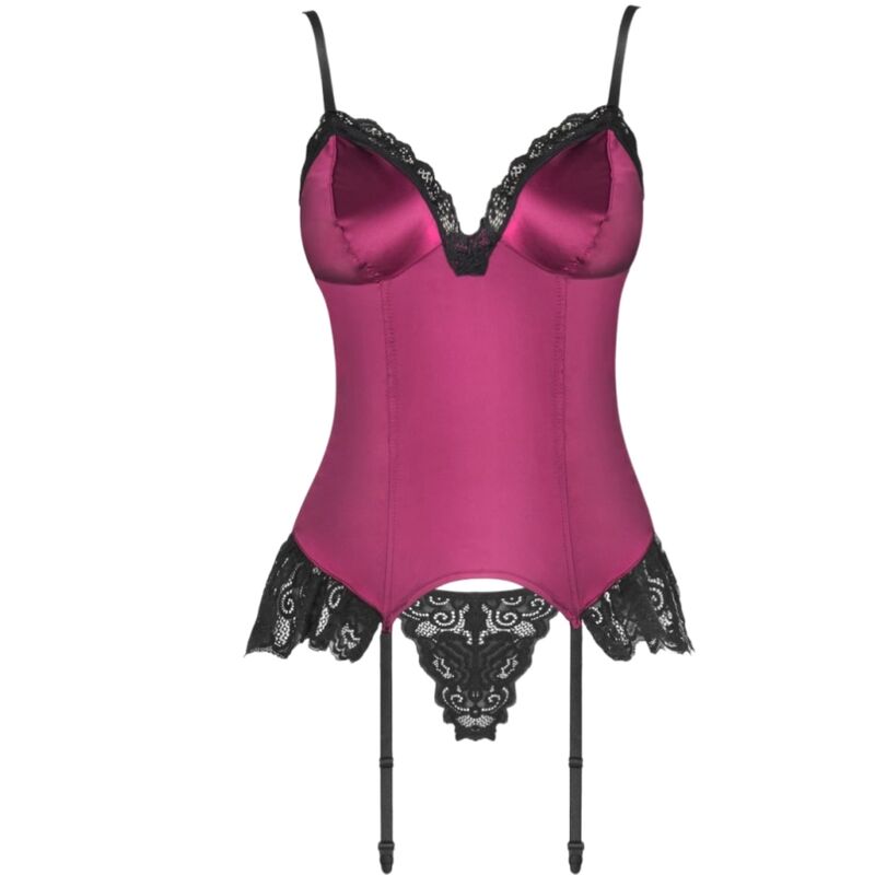 Livco corsetti fashion - agrafena cf 90436 corset + string bordeaux s/m