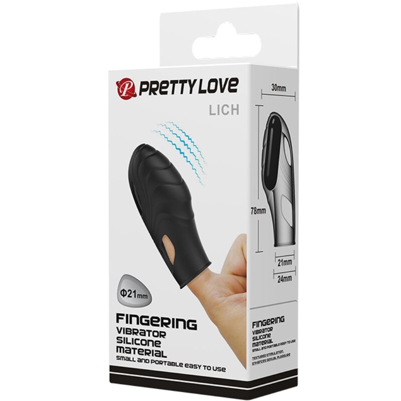 Pretty love - vibrateur de doigt en silicone lich noir