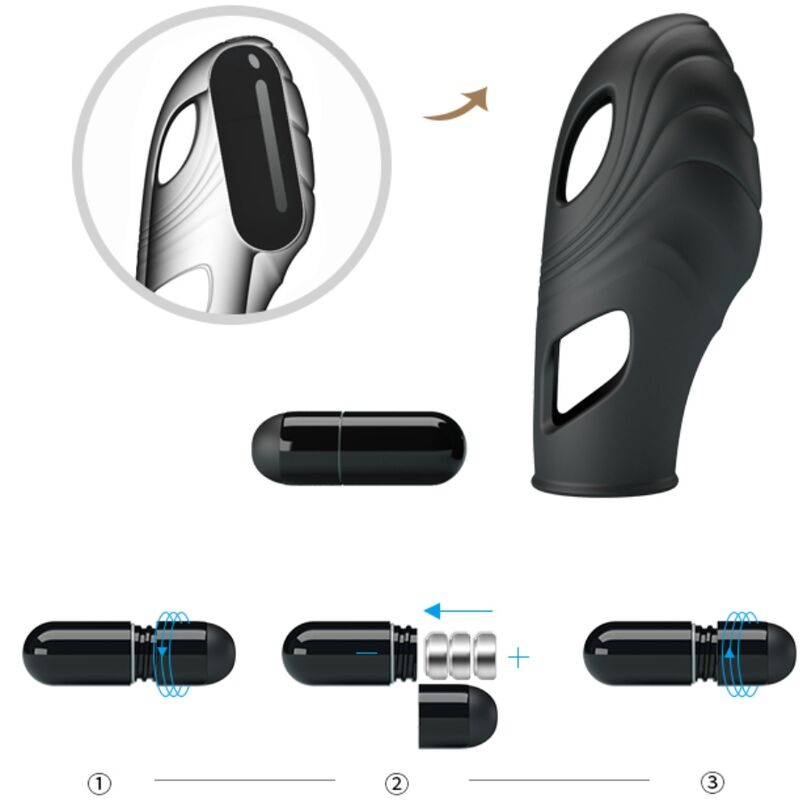 Pretty love - vibrateur de doigt en silicone lich noir