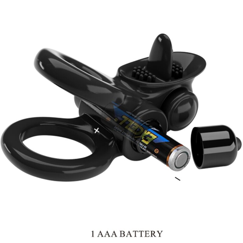 Pretty love - passionate ring double anneau vibrant + stimulateur de clitoris noir
