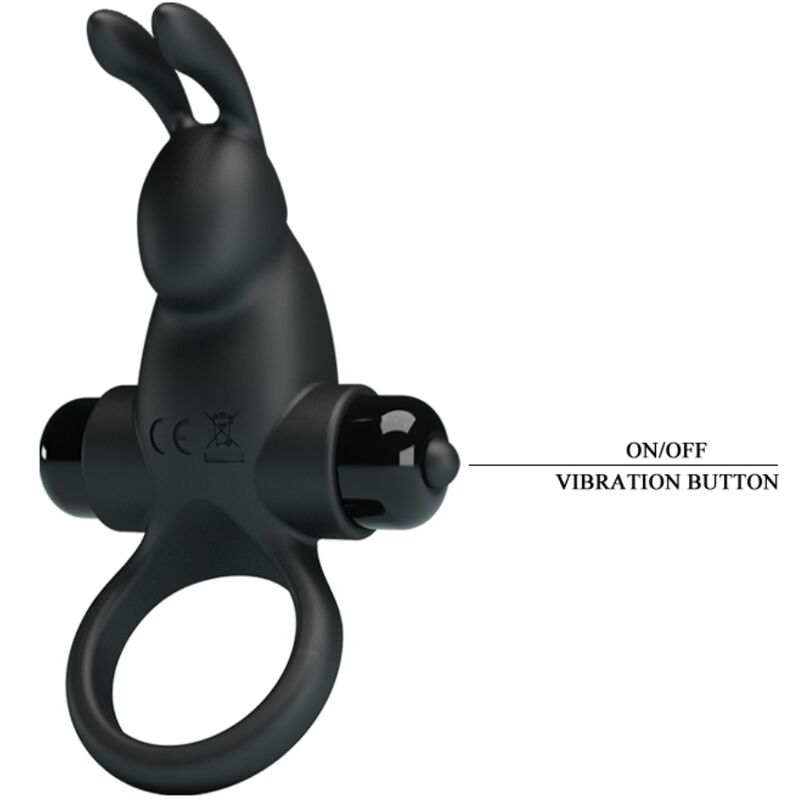 Pretty love - anneau vibrant + stimulateur de clitoris rabbit 10 vibrations noir