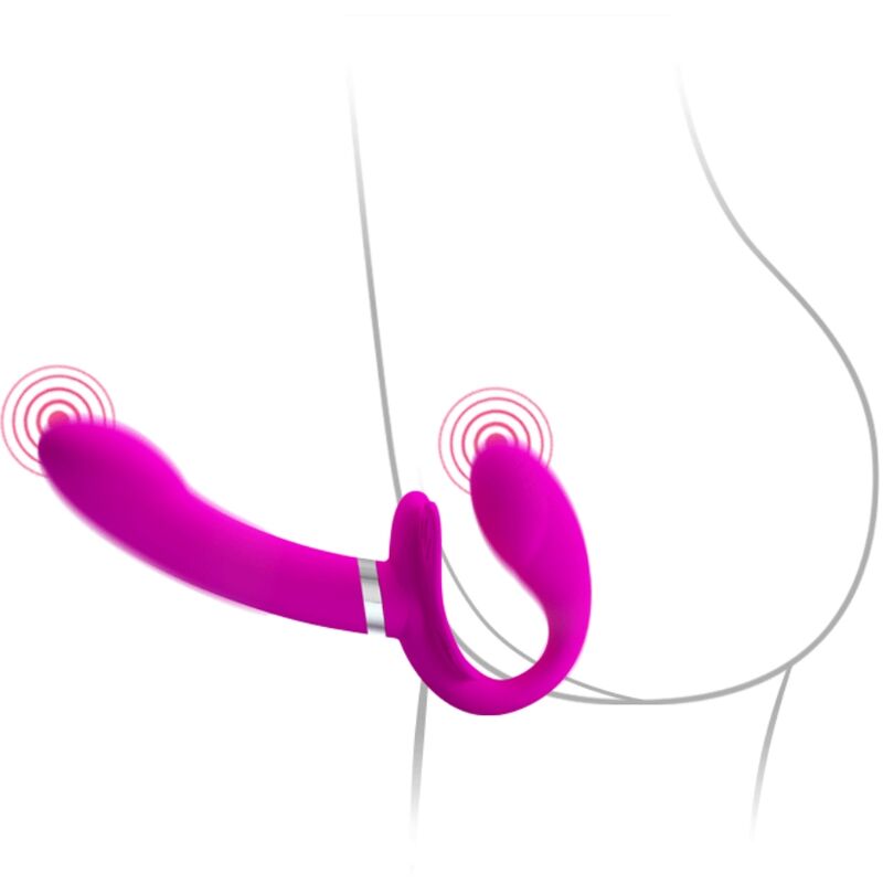 Pretty love - vibrateur double strap-on valerie 12 vibrations violet