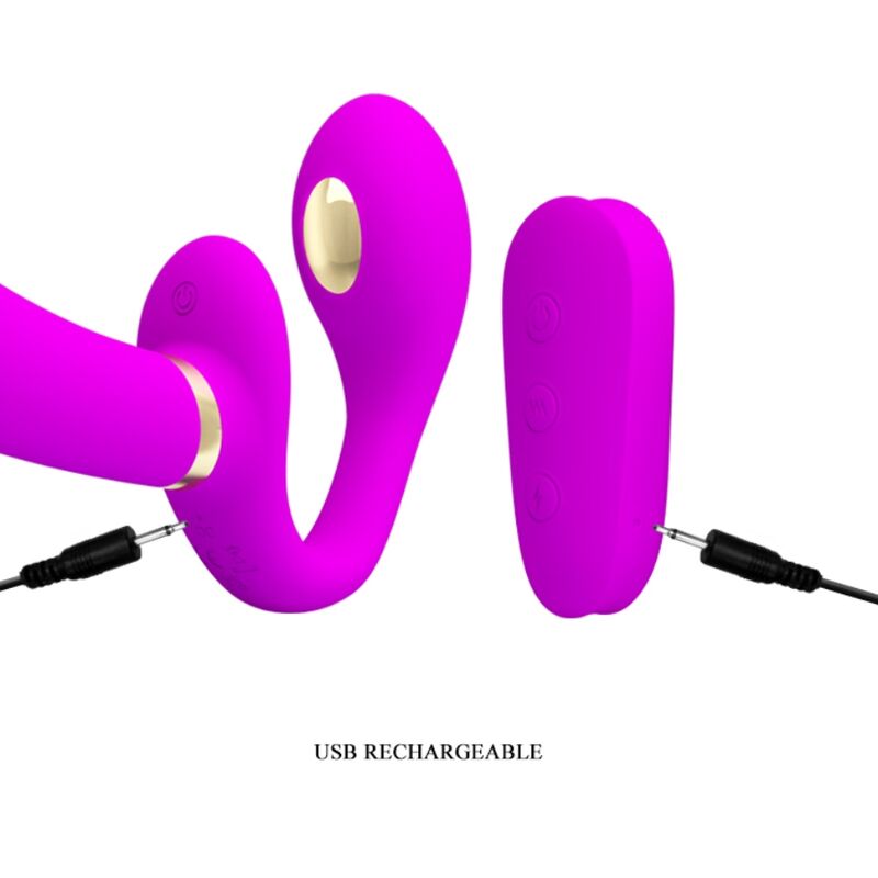 Pretty love - thunderbird double vibrateur strap-on avec télécommande violet