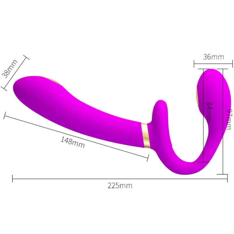 Pretty love - thunderbird double vibrateur strap-on avec télécommande violet