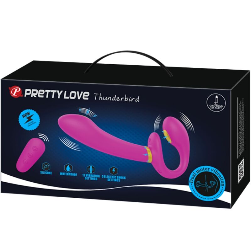 Pretty love - thunderbird double vibrateur strap-on avec télécommande violet