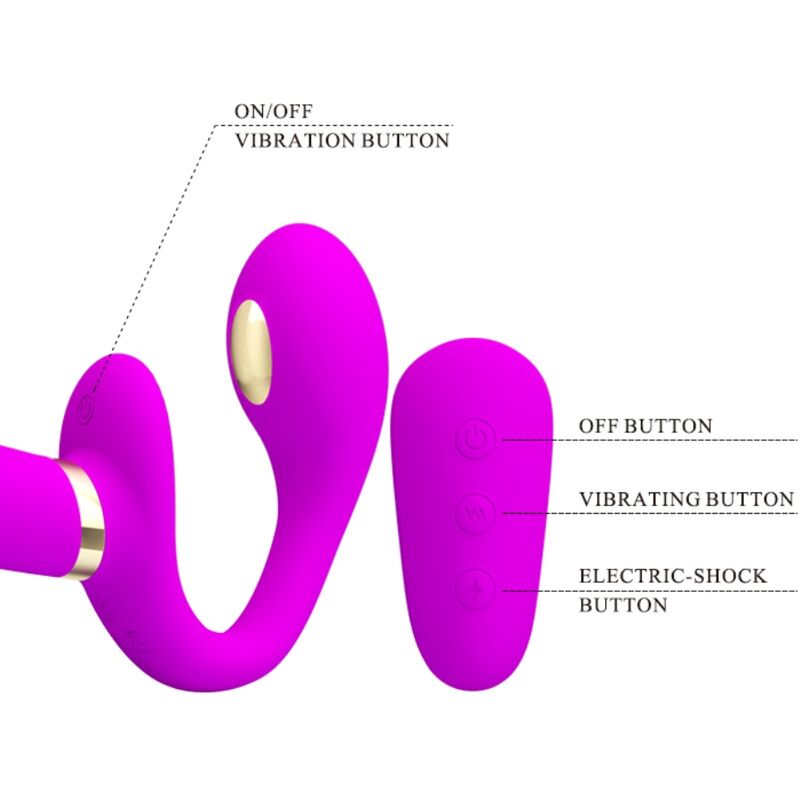 Pretty love - thunderbird double vibrateur strap-on avec télécommande violet