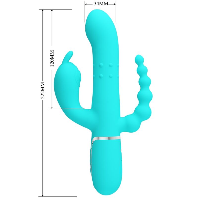 Pretty Love – Stimulateur Rabbit Multifonction 4 en 1 Cammy Bleu