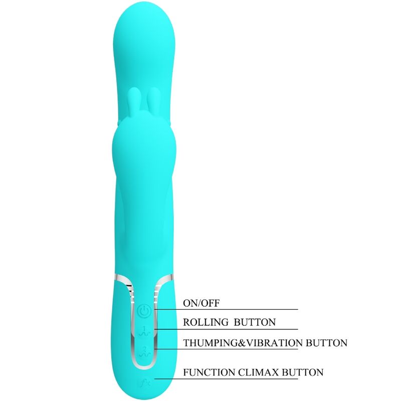 Pretty Love – Stimulateur Rabbit Multifonction 4 en 1 Cammy Bleu