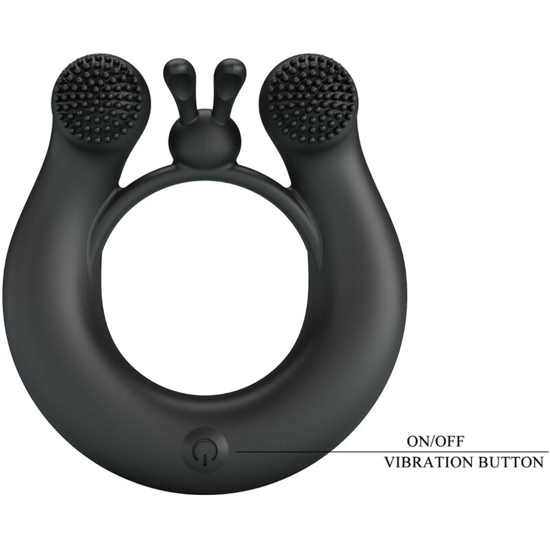 Pretty love - anneau vibrant dahlia + stimulateur de clitoris 12 vibrations noir
