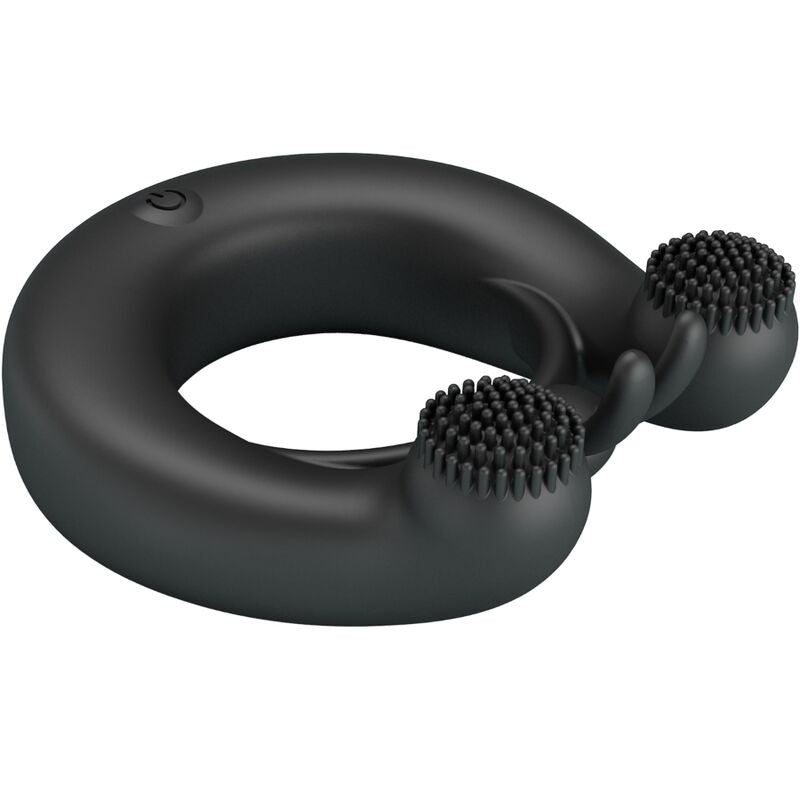 Pretty love - anneau vibrant dahlia + stimulateur de clitoris 12 vibrations noir