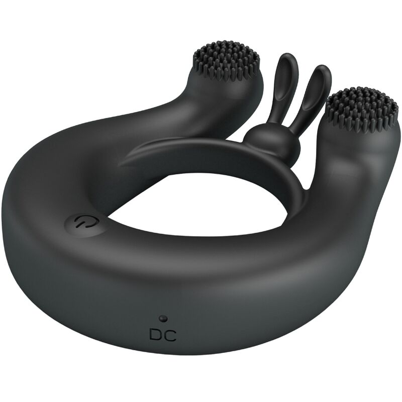 Pretty love - anneau vibrant dahlia + stimulateur de clitoris 12 vibrations noir