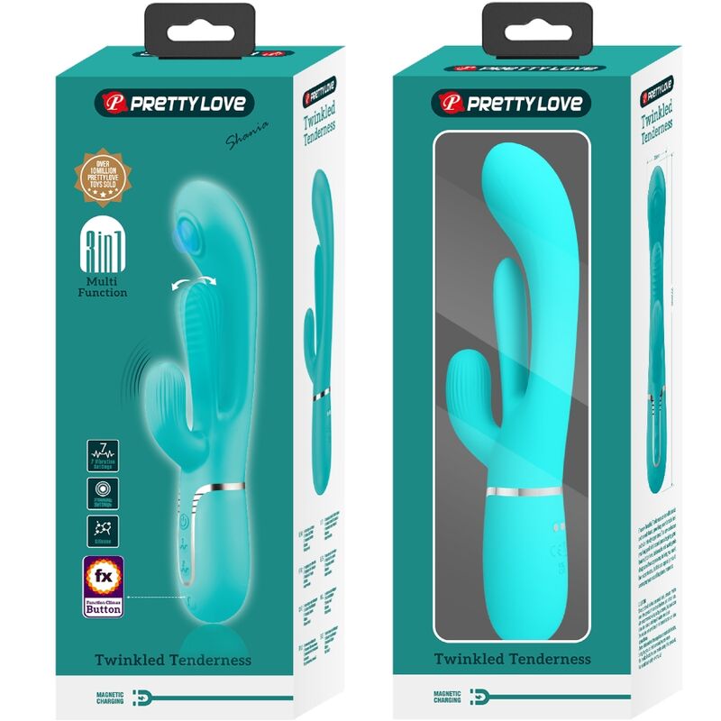 Pretty Love – Stimulateur Rabbit Multifonction 3 en 1 Shania Bleu