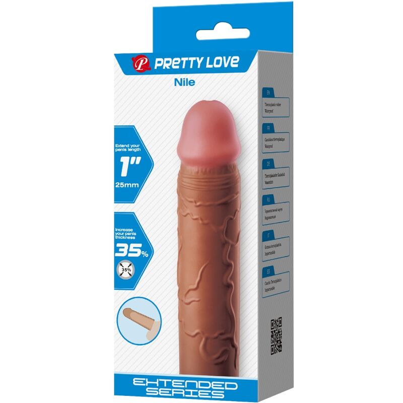 PRETTY LOVE - MANCHON DE PÉNIS NILE AVEC EXTENSION DE 2,5 CM MULÂTRE