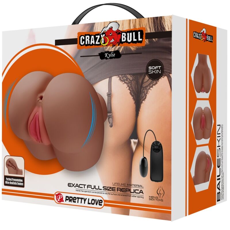 Crazy bull - vibrateur kylie ass avec vagin réaliste et télécommande de chair d'anus