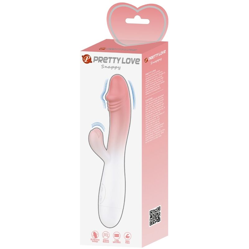 Pretty Love – Stimulateur Rabbit en Forme de Pénis 30 Modes de Vibration Snappy Rose