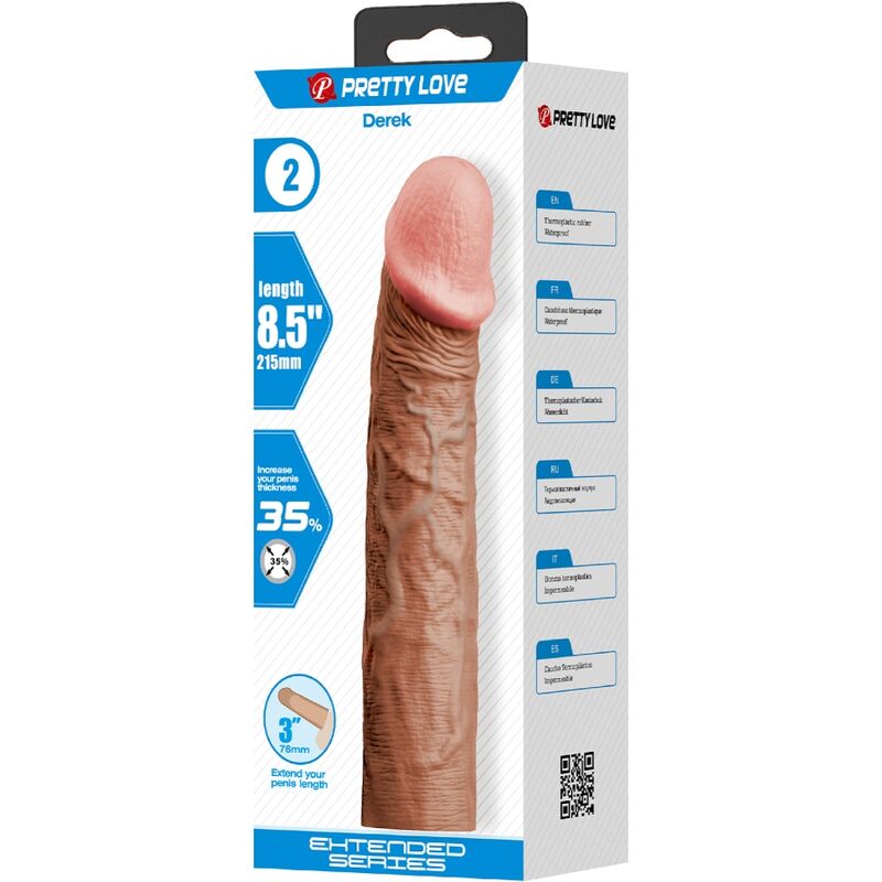 Pretty love - manchon de pénis derek avec extension de 7,6 cm mulâtre