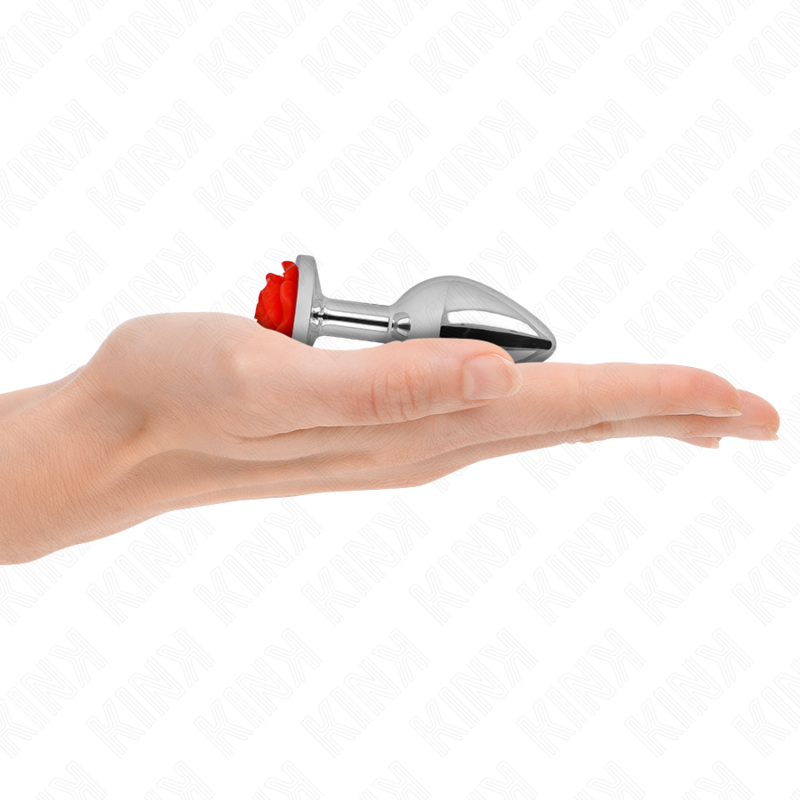 Plug anal métallique ornement rose rouge taille S - Kink - KINK PLEASURE PLUGS