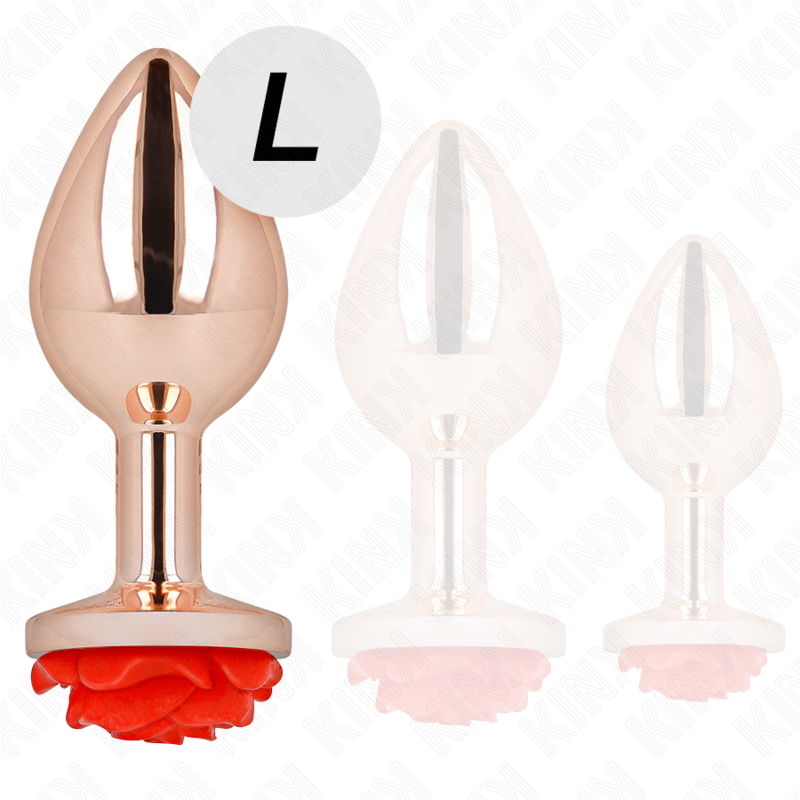 Kink - plug anal or rose avec rose rouge l