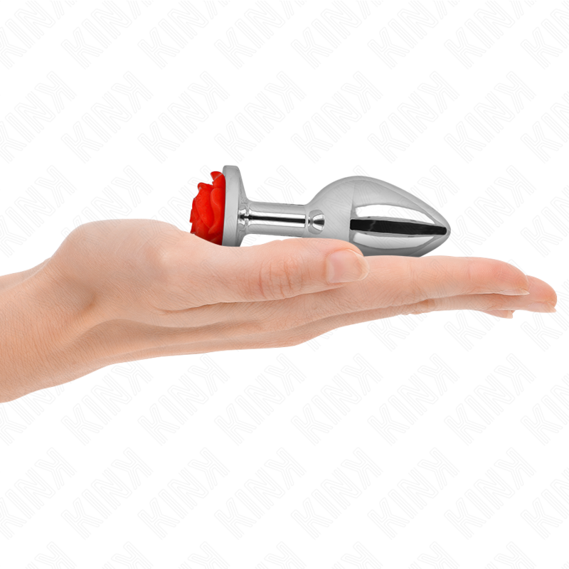 Plug anal métallique ornement rose rouge taille M - Kink - KINK PLEASURE PLUGS