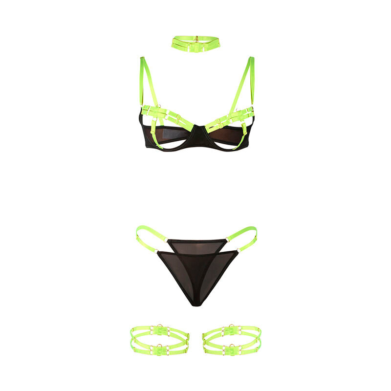 Ensemble lingerie soutien-gorge collier vert fluorescent S/M - Subblime - SUBBLIME SETS