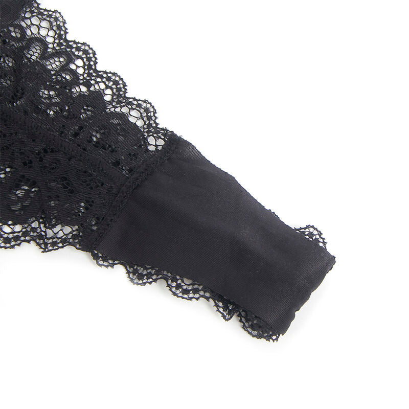 Body dentelle et cuir PU noir avec fermeture éclair S/M - Subblime - SUBBLIME BODIES
