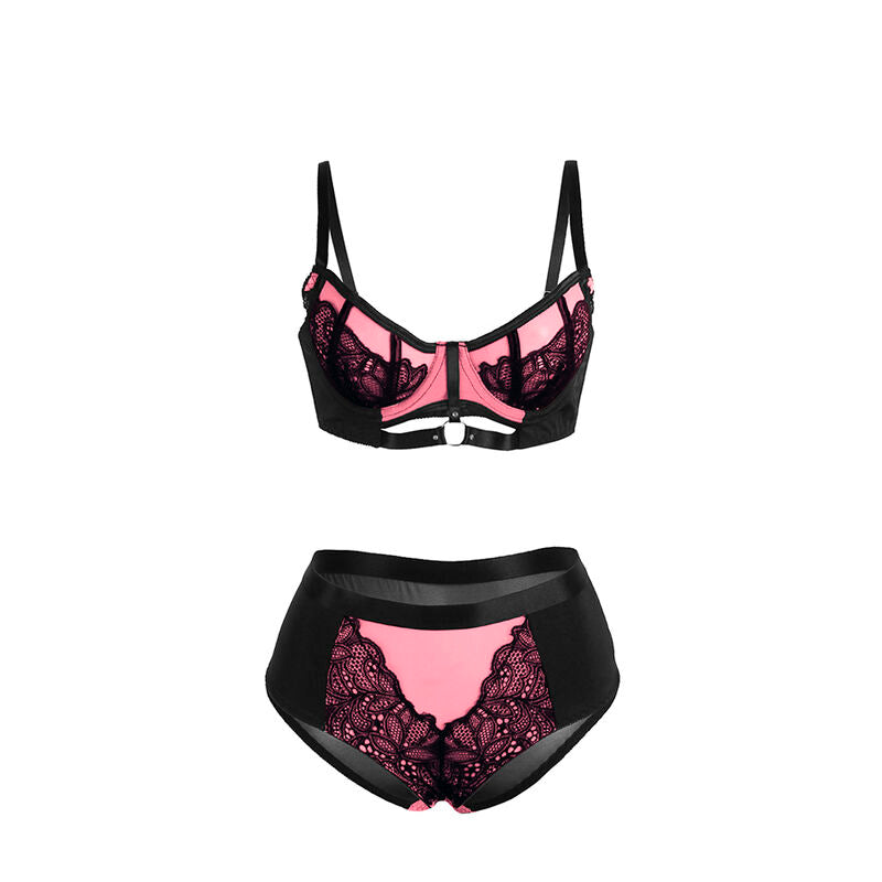 Ensemble lingerie dentelle et résille push-up rose S/M - Subblime - SUBBLIME SETS