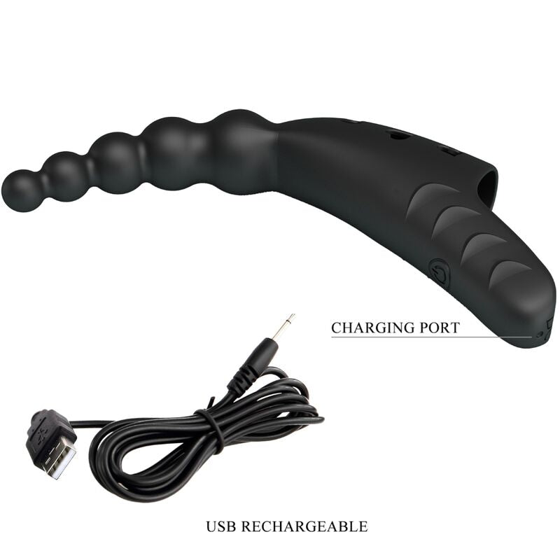 Pretty Love – Doigt Vibrant 10 Modes de Vibration Rechargeable – Noir