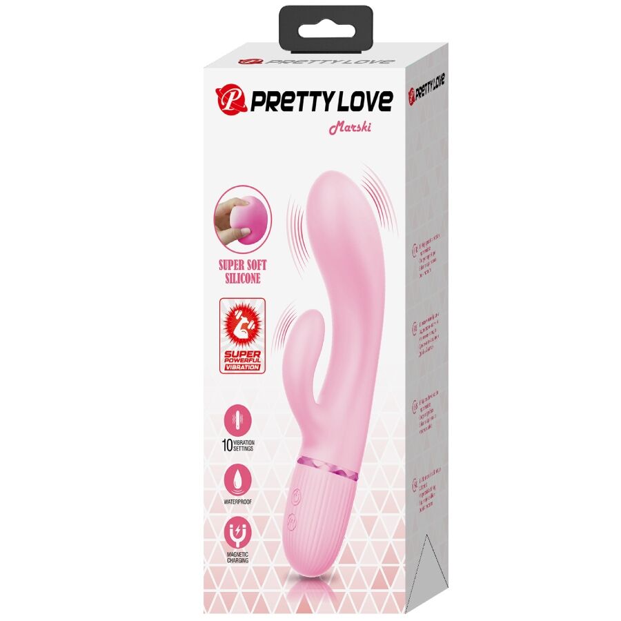 Pretty Love – Stimulateur Rabbit en Silicone Ultra Souple Rose 10 Modes de Vibration Marski