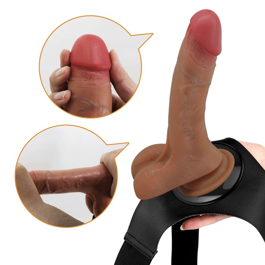 Pretty love - slip harnais universel avec gode vibrant et squirting 15,5 cm mulato