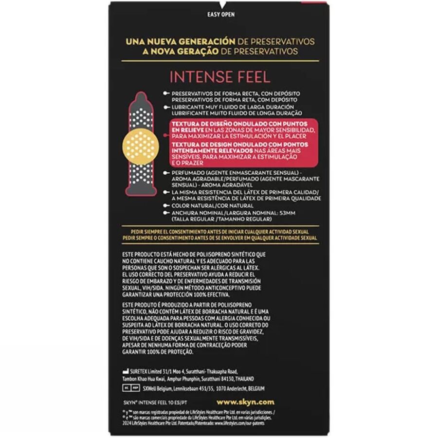 SKYN - Préservatifs sans latex texturés Intense Feel - Boîte de 10
